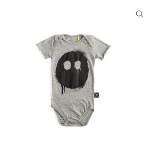 nununu Gray Drip Smiley Bodysuit